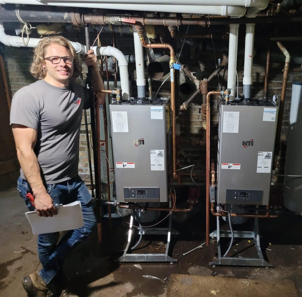 HVAC in Pewaukee, Wisconsin. HVAC in Pewaukee, Wisconsin. Installation of Two (2) NTI 95% high efficiency natural gas fired boilers in Pewaukee, Wisconsin.